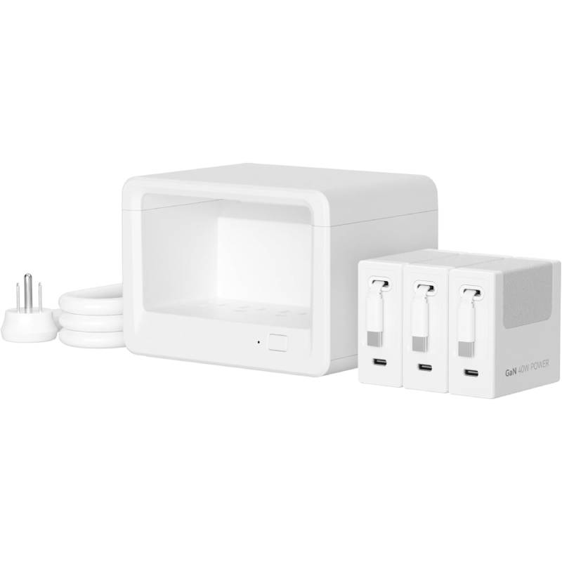 12-in-1 Desktop Charging Station with 4 Retractable Wall Chargers,Extension Cord with 1020J Surge Protection for Home Office