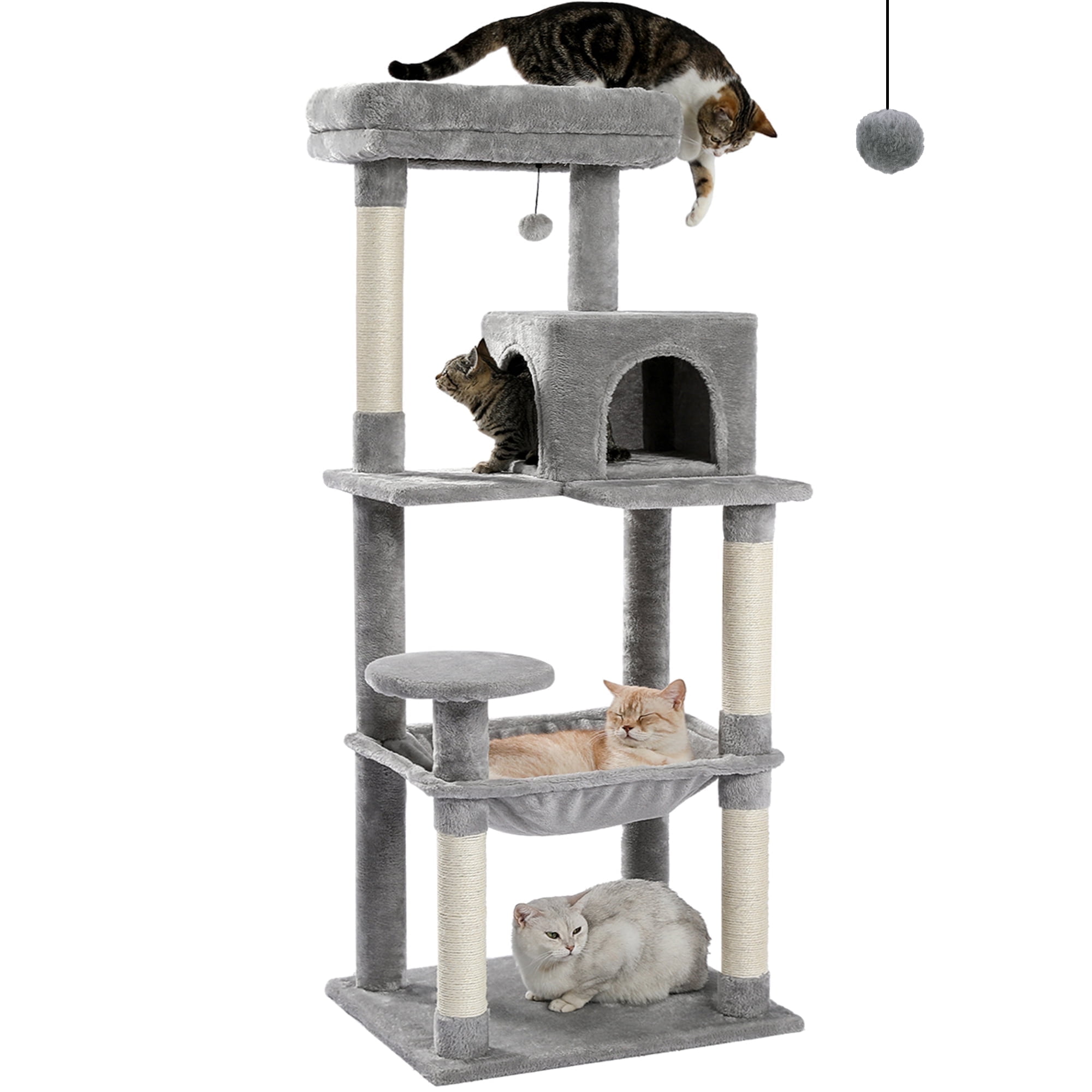 Cat Tree for Large Cats 56"Tall Cat Tower Condo with Scratching Post for Indoor Cats