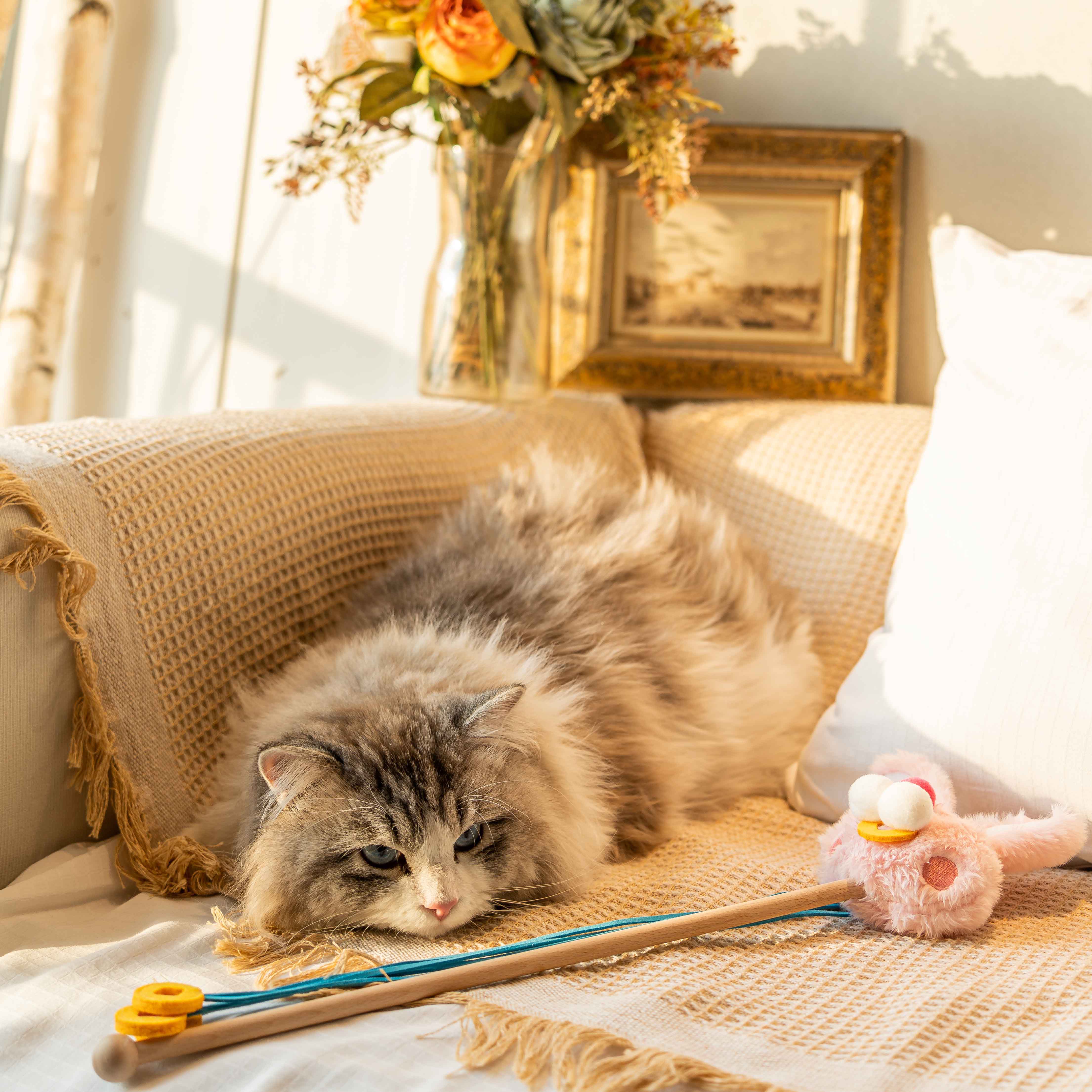 Pink Rabbit Cat Teaser Wand