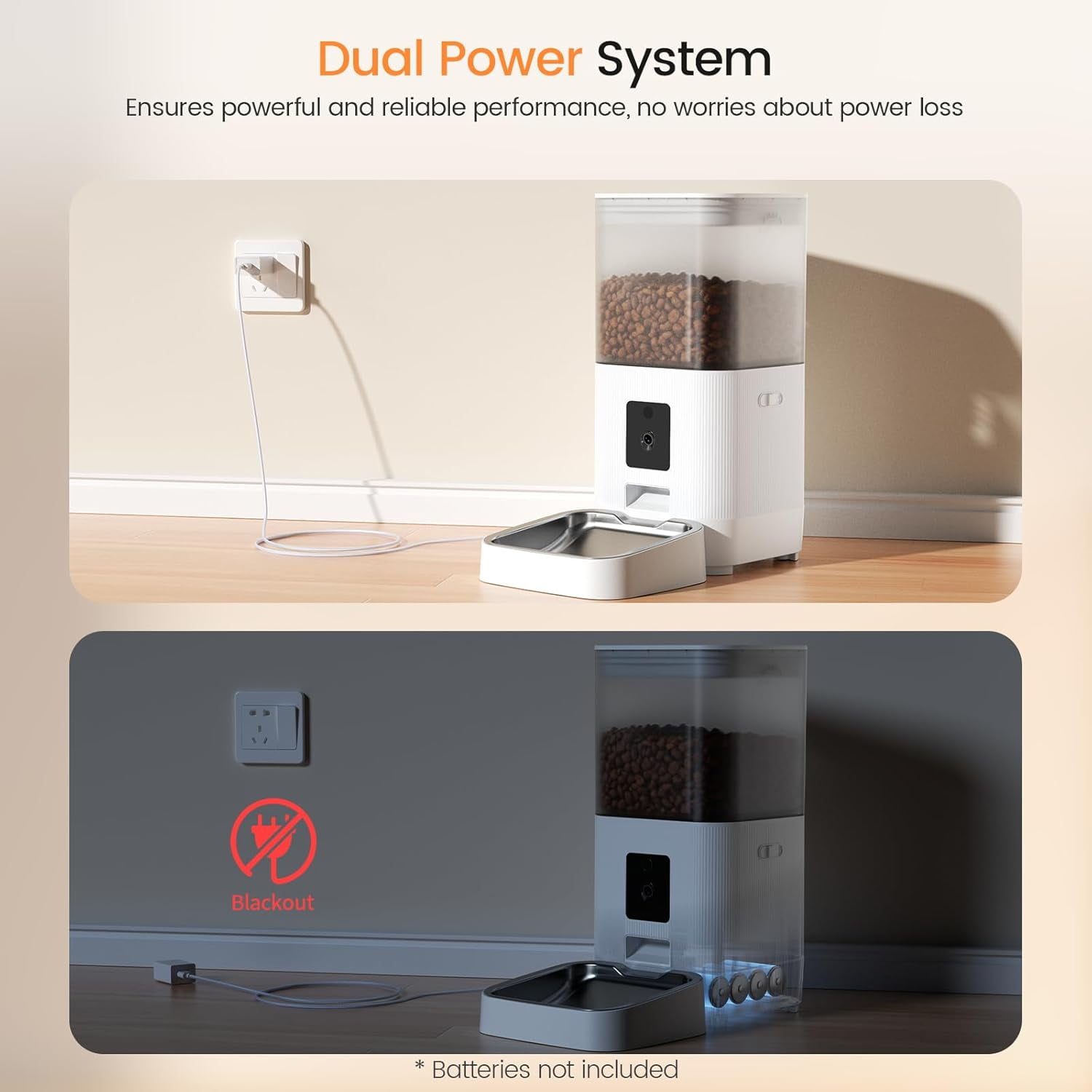 Smart Pet Feeder with Camera & Audio 6L,5G WiFi APP Control,Dual Power for Dogs