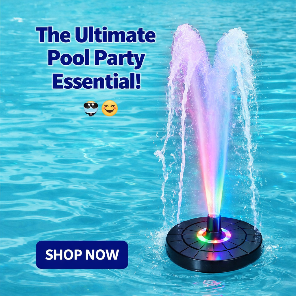 Solar Fountain with 6 Nozzles – Solar Powered, Rechargeable Battery, LED Option