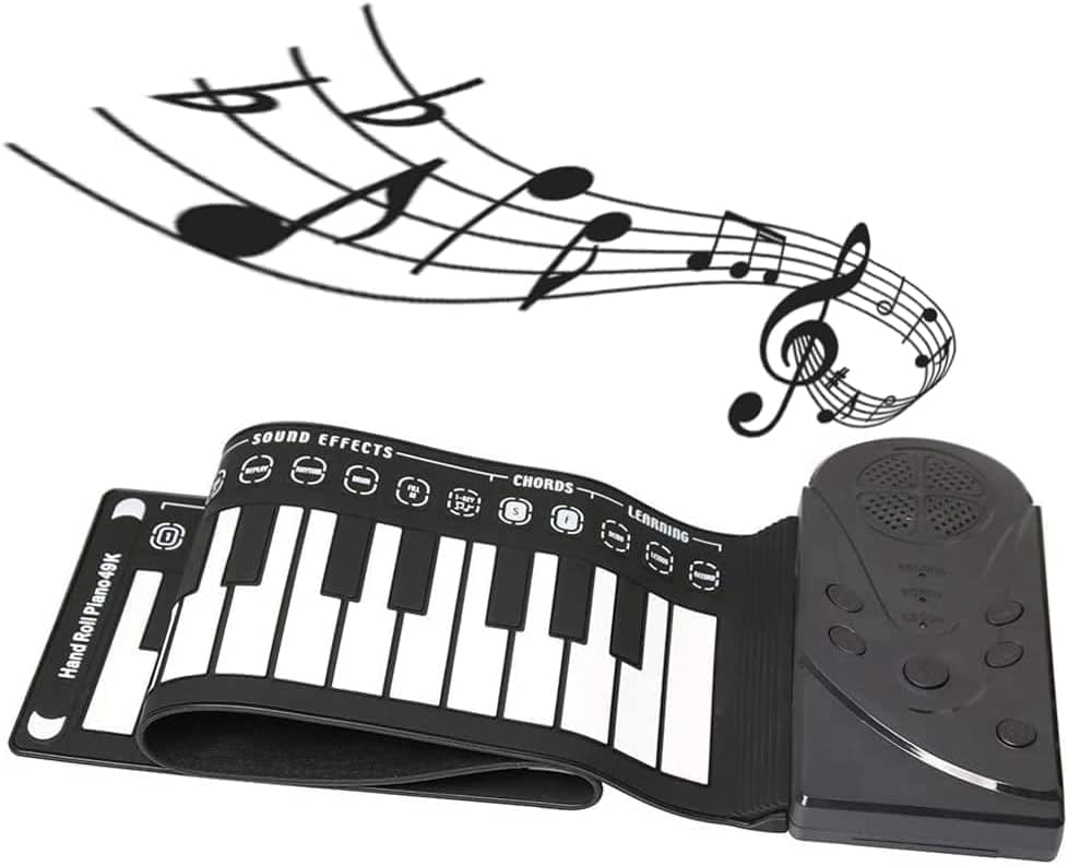 Roll Up Piano,49 Keys Electric Piano Keyboard,Portable Keyboard Piano,Keyboard Piano for Beginners(Black)