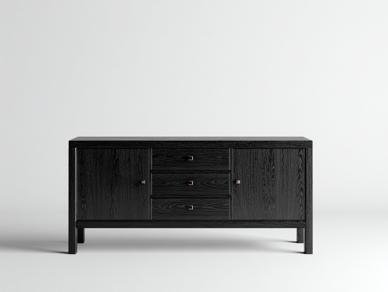Mueble recibidor madera 180x40x75 cm - Negro - Diseño moderno-Craftuply