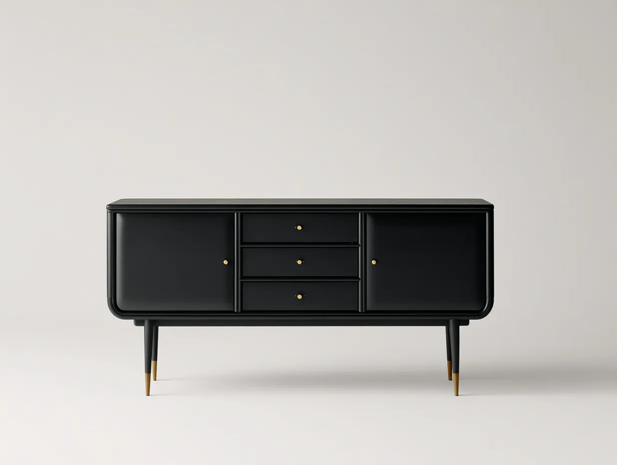 Dielenschränke - Holz-Metall - 178x45x80 cm - Schwarz-Gold - modernes klassisches Design-Havenuploft