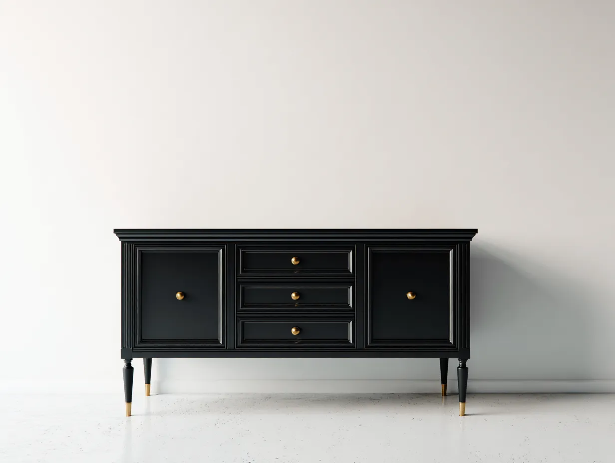 Dielenschränke - Holz-Metall - 172x48x82 cm - Schwarz-Gold - klassisches Design-Havenuploft