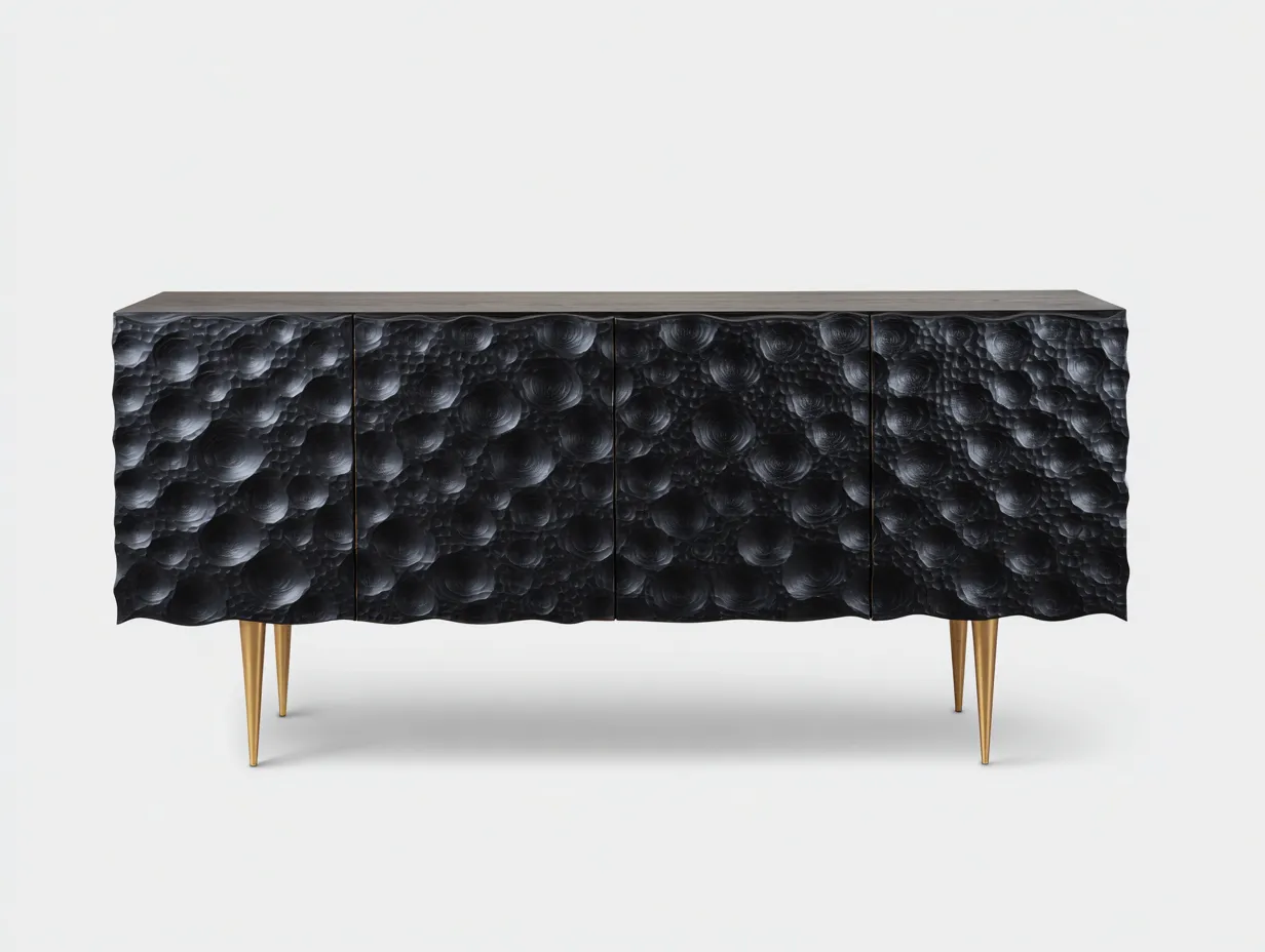 Dielenschränke - Holz-Metall - 182x44x76 cm - Schwarz-Gold - modernes Design-Havenuploft