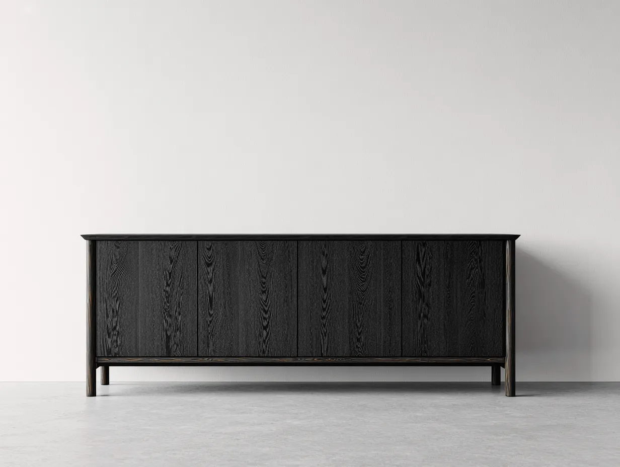 Dielenschränke - Holz - 204x44x72 cm - Schwarz - puristisches Design-Havenuploft