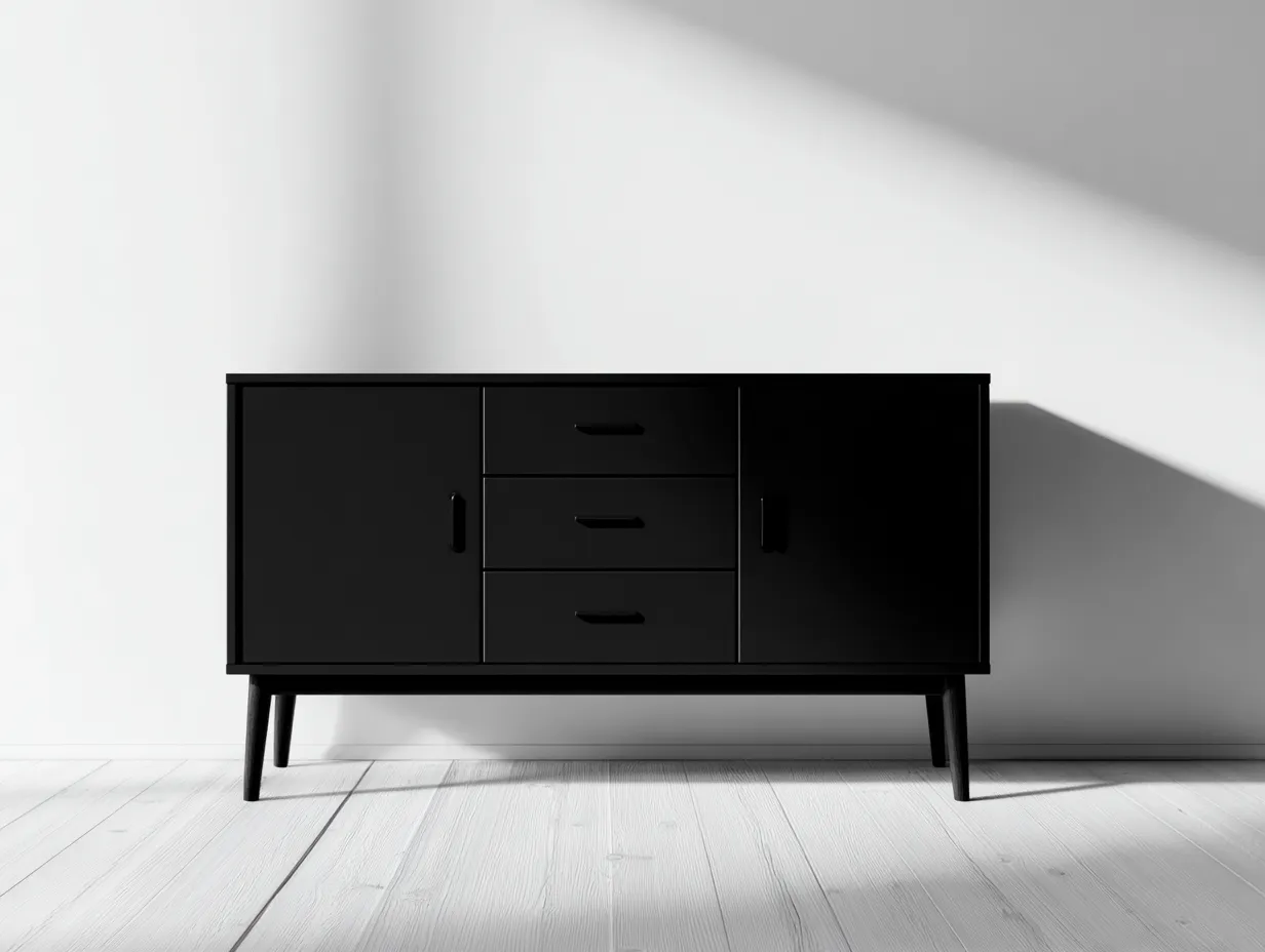 Dielenschränke - Holz-Metall - 186x50x78 cm - Schwarz - minimalistisches Design-Havenuploft