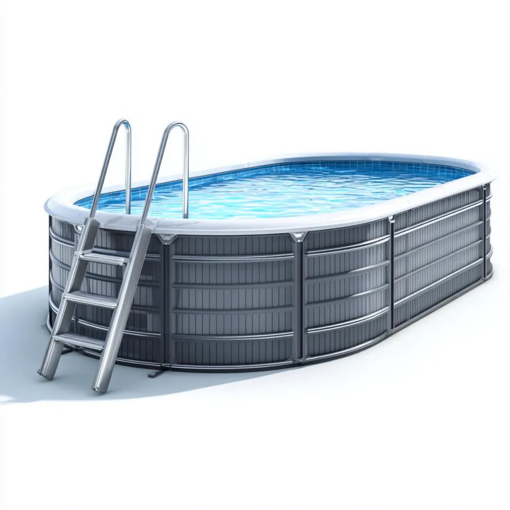 Piscine hors-sol ovale en acier Gris 500x300x120 cm