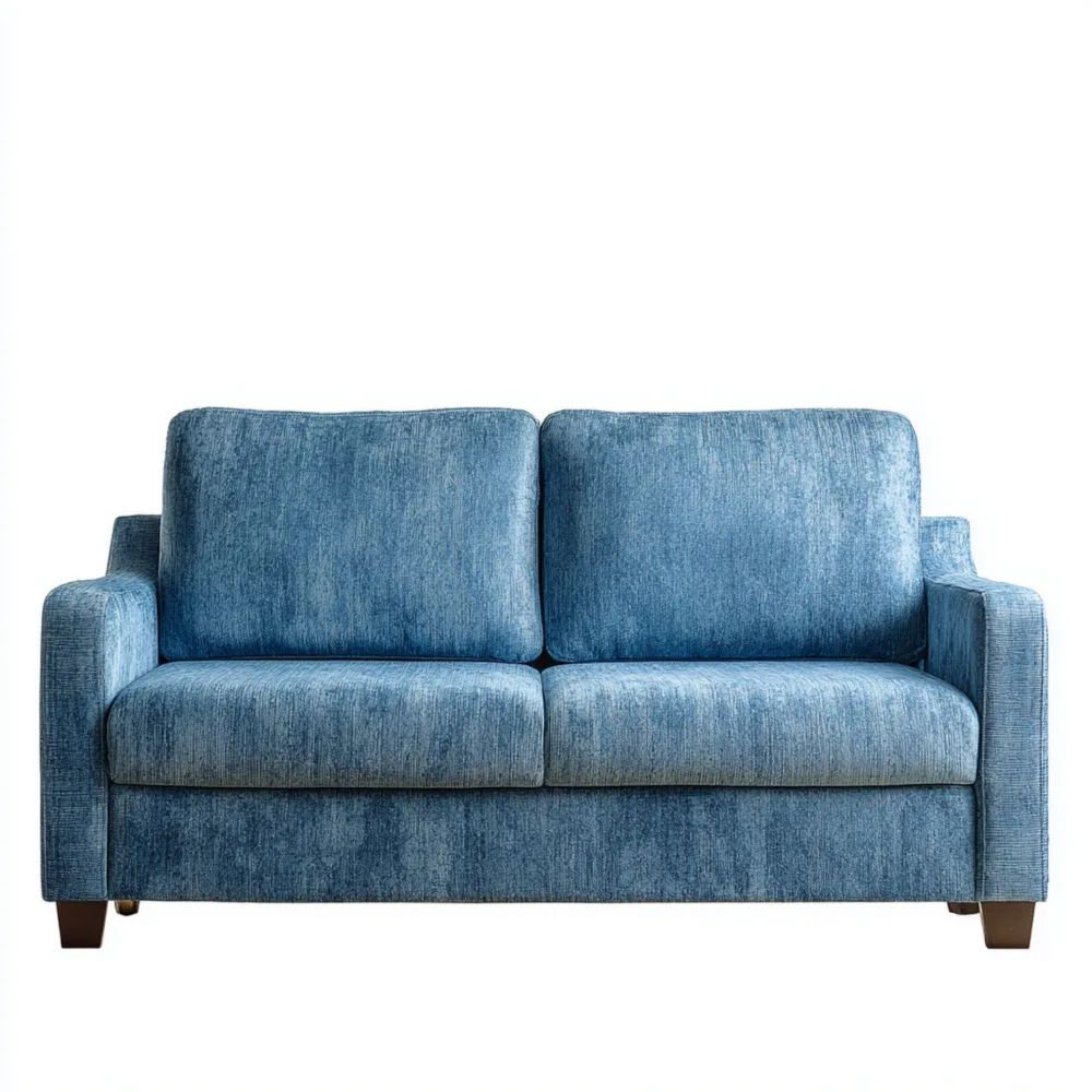 Canapé deux places 150x90x85 cm en Tissu Bleu - Style Contemporain