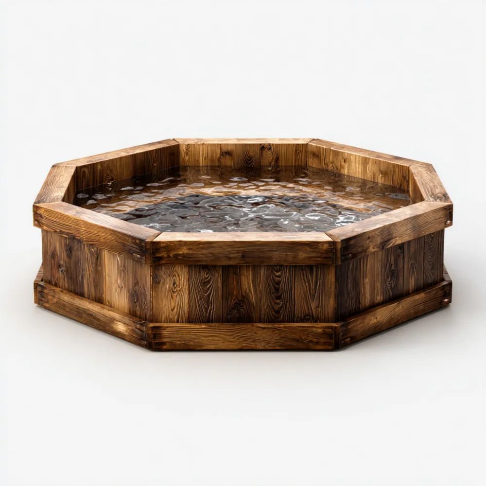 Piscine en bois octogonale 350x350x90 cm – Marron – Design Naturel