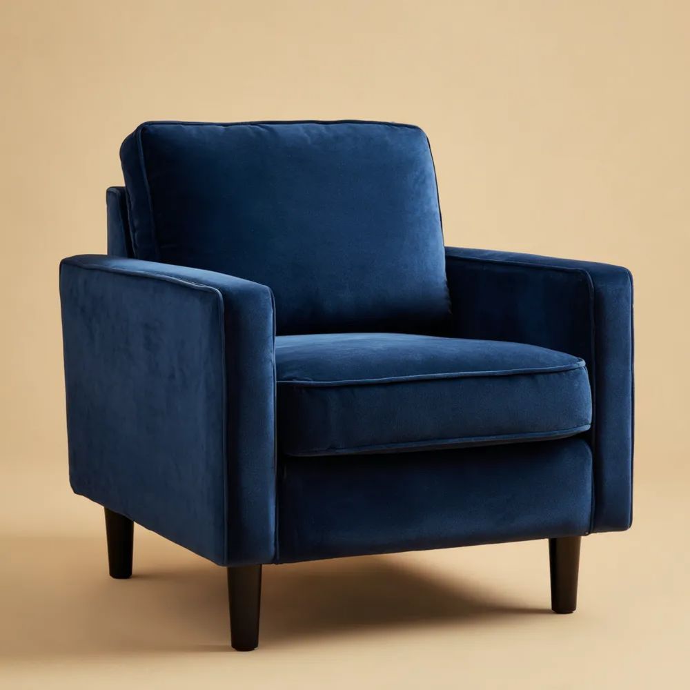 Fauteuil en Velours Bleu Foncé 80x85x90 cm - Design Contemporain