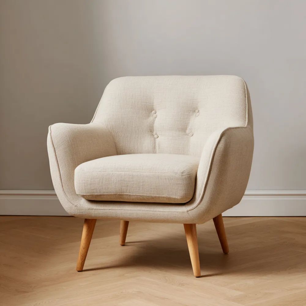 Fauteuil en tissu 80x75x85 cm - Beige - Design Scandinave