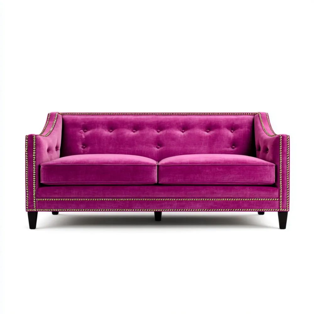 Canapé Deux Places en Velours 150x85x75 cm - Fuchsia - Design Classique