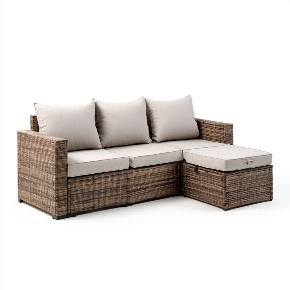 Canapé d'angle de jardin rotin 180x150x70 cm Beige – Design moderne