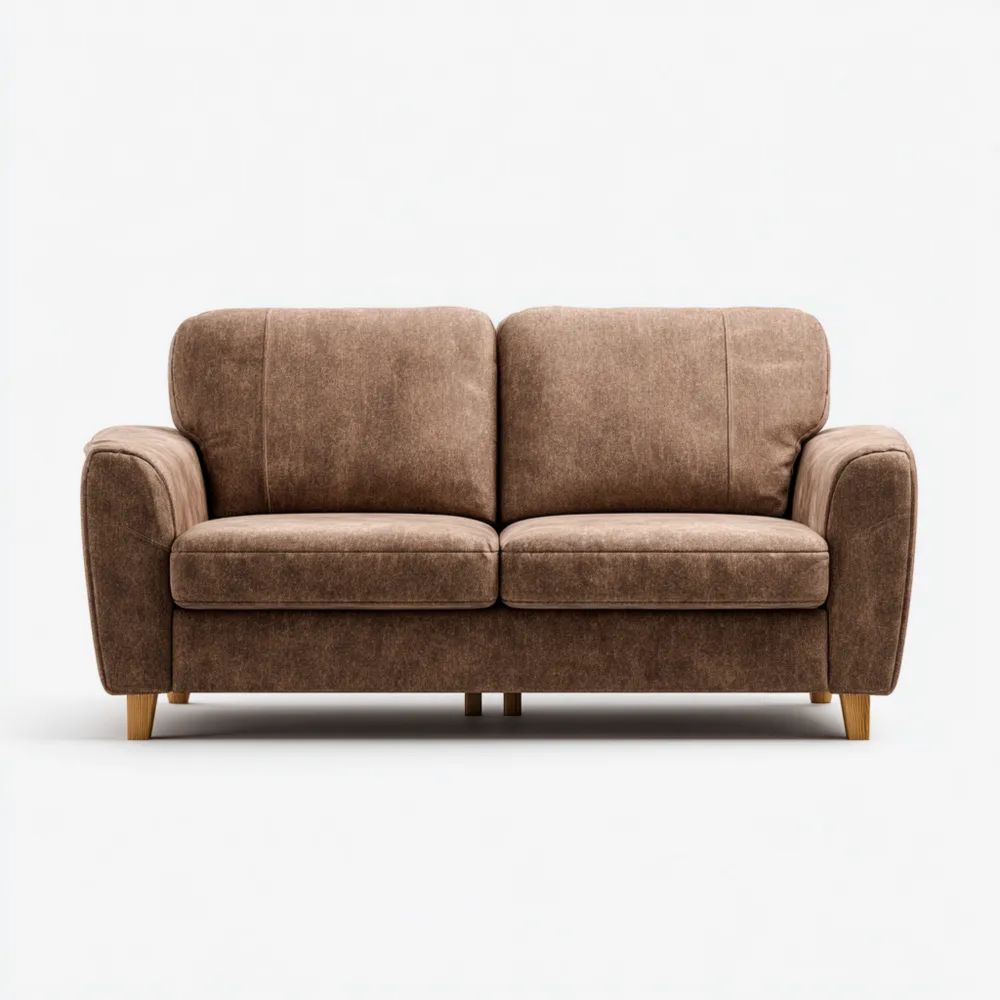 Canapé Deux Places Tissu 150x90x75 cm - Marron - Design Classique