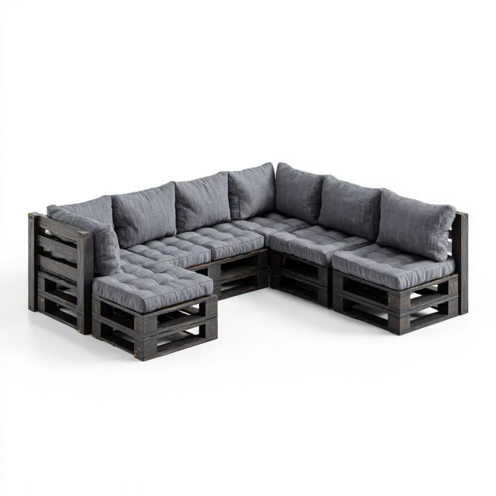 Canapé d'angle de jardin en bois 220x220x85 cm – Gris