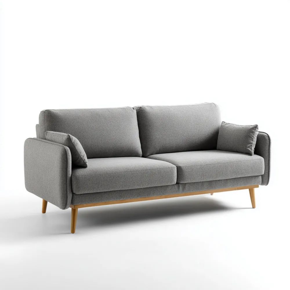 Canapé deux places Tissu 200x80x75 cm – Gris – Design Moderne