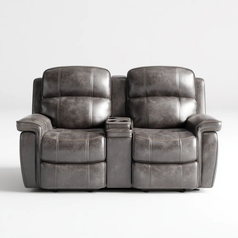 Canapé deux places en cuir synthétique 150x90x100 cm - Gris - Design contemporain