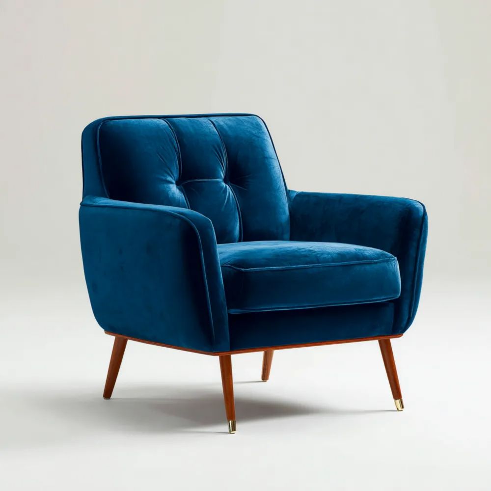 Fauteuil en velours Bleu 75x85x80 cm - Design moderne