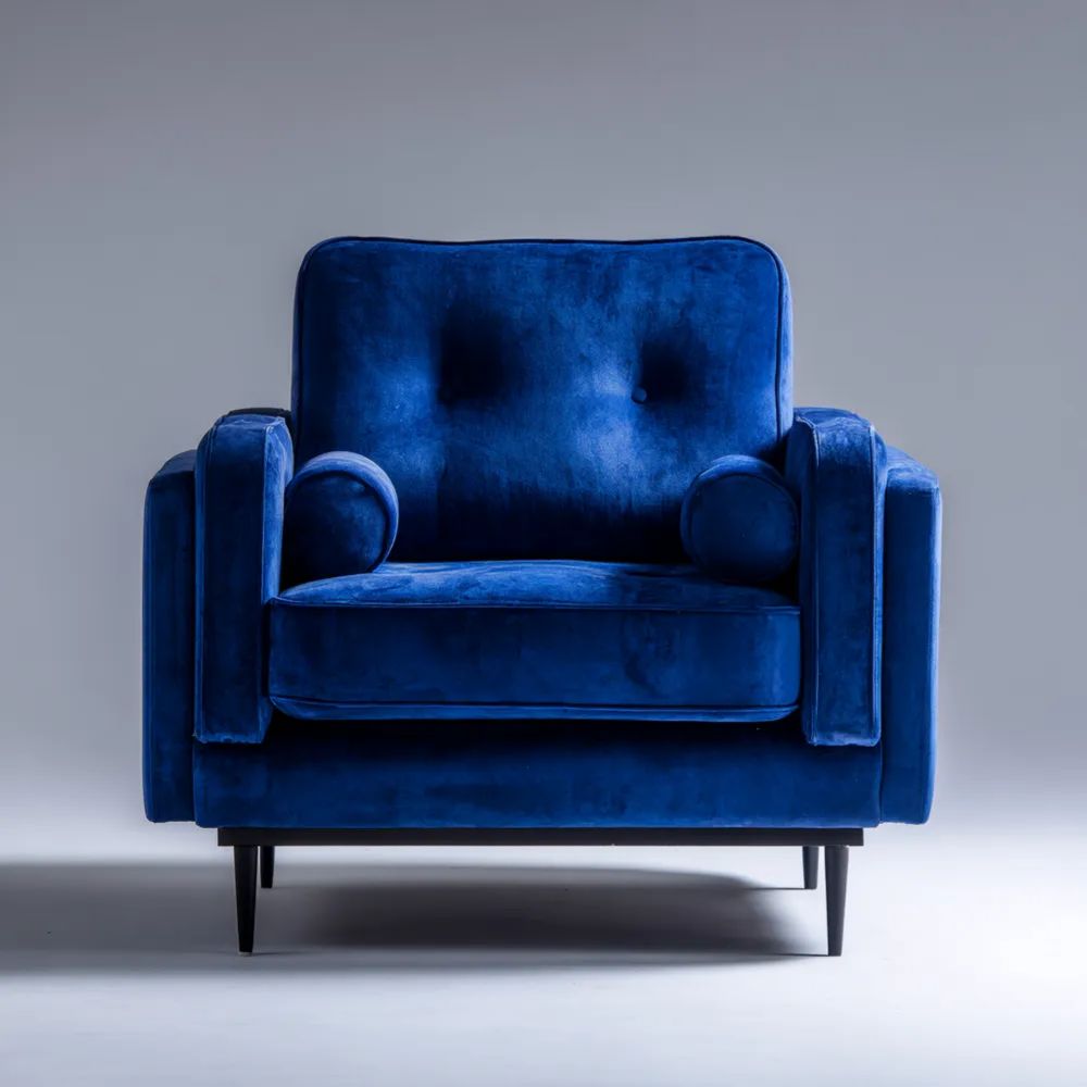 Fauteuil Velours 86x84x75 cm - Bleu Foncé - Design Contemporain