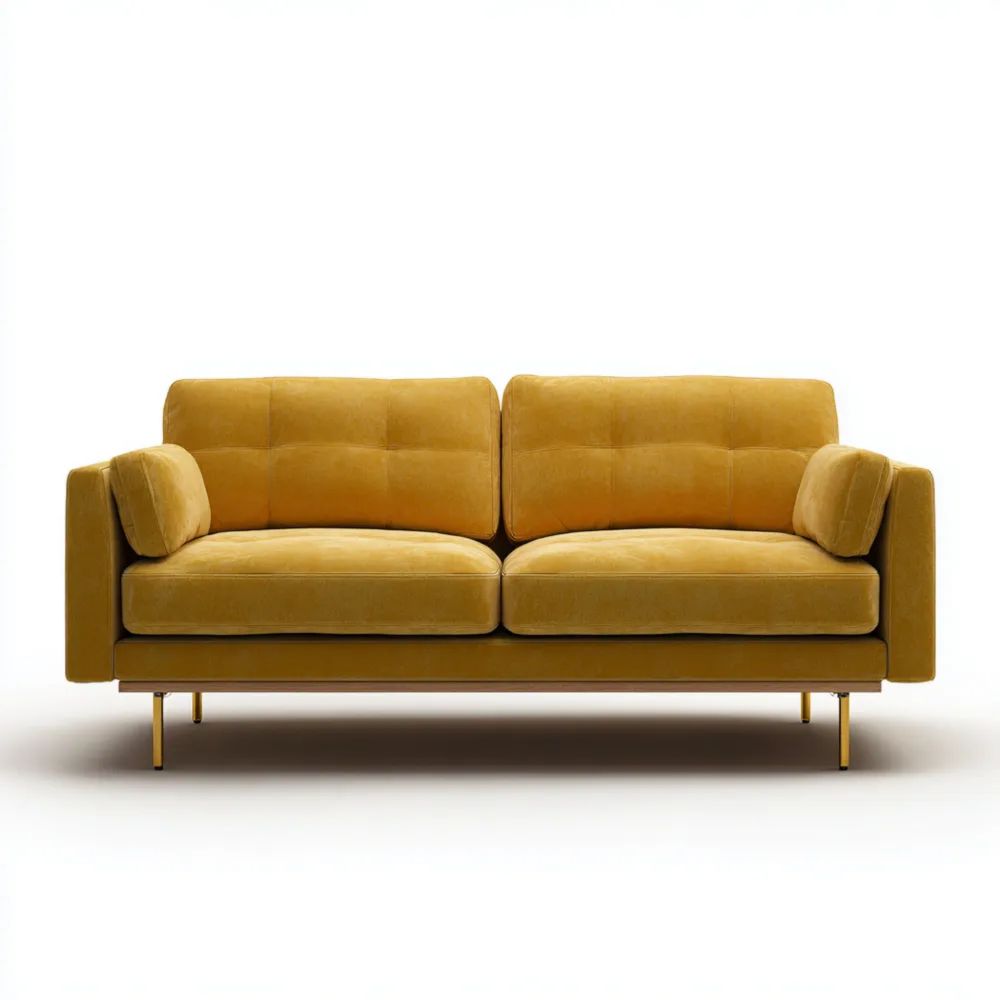 Canapé deux places Velours 150x85x75 cm - Moutarde - Design Contemporain