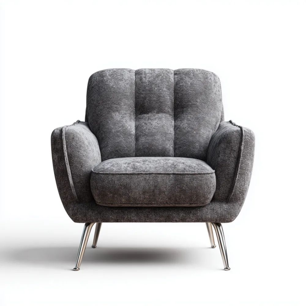 Fauteuil Tissu 90x80x75 cm – Gris – Design Moderne