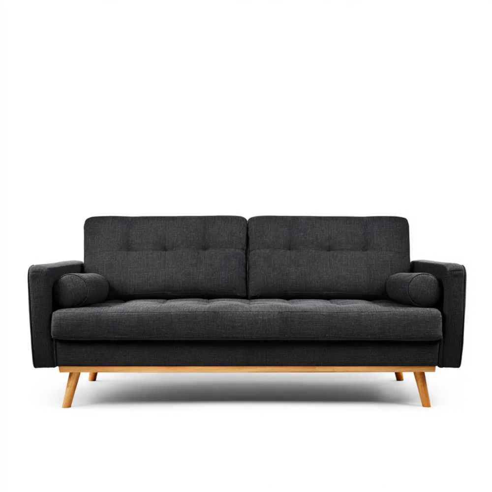 Canapé deux places Tissu 180x85x75 cm – Gris Foncé – Design Moderne