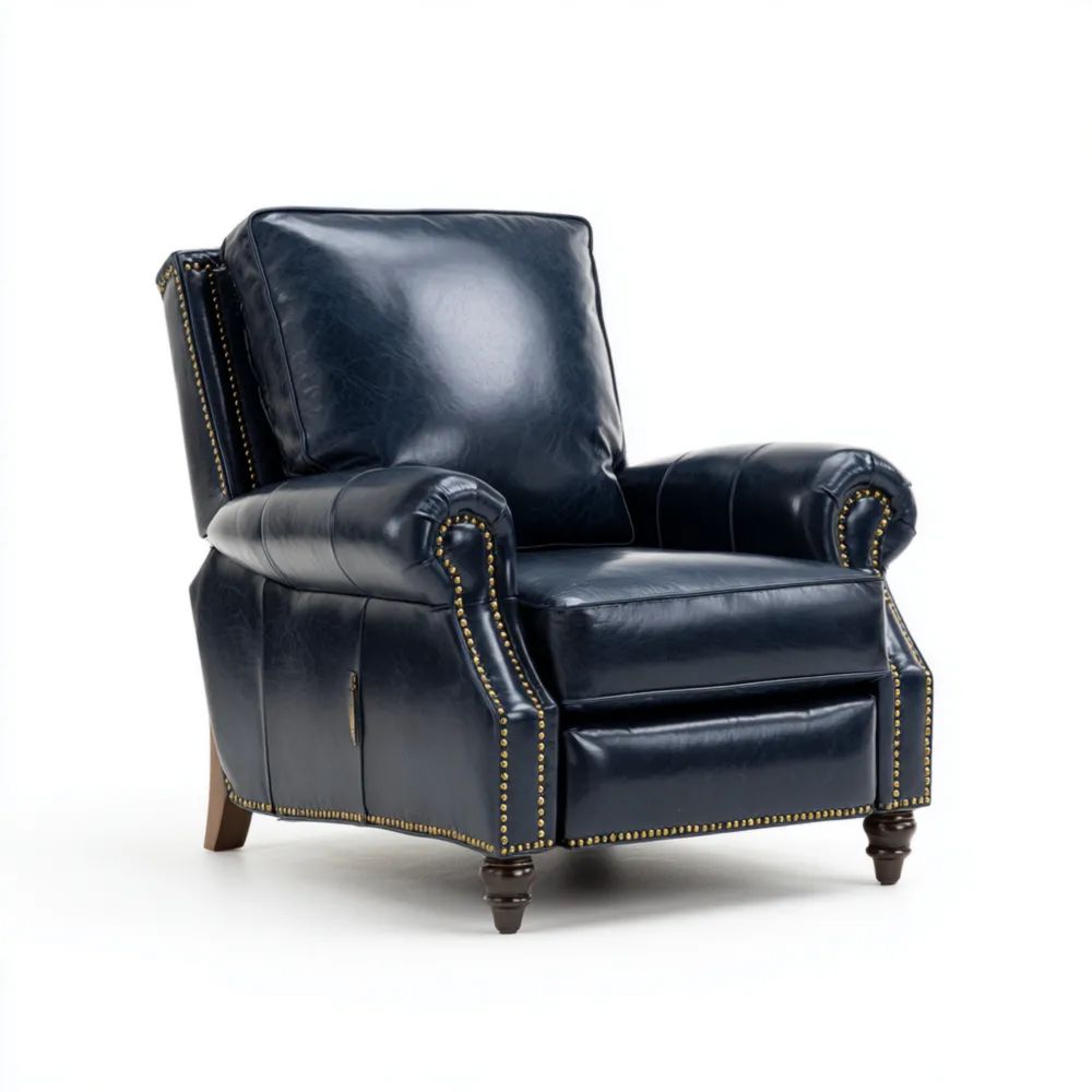Fauteuil inclinable en cuir 95x100x105 cm - Bleu Foncé - Classique
