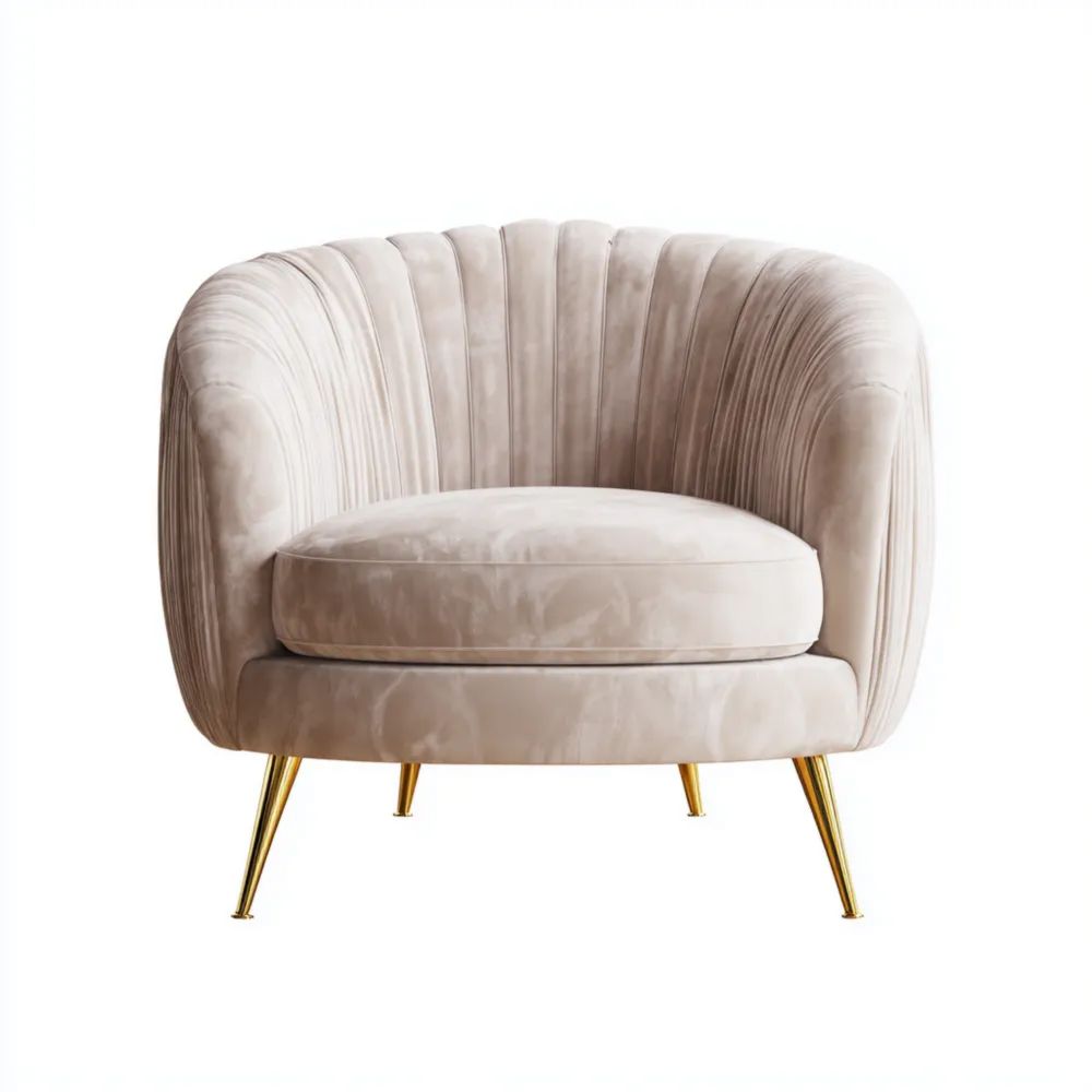 Fauteuil Velours Beige 85x75x75 cm – Design Moderne