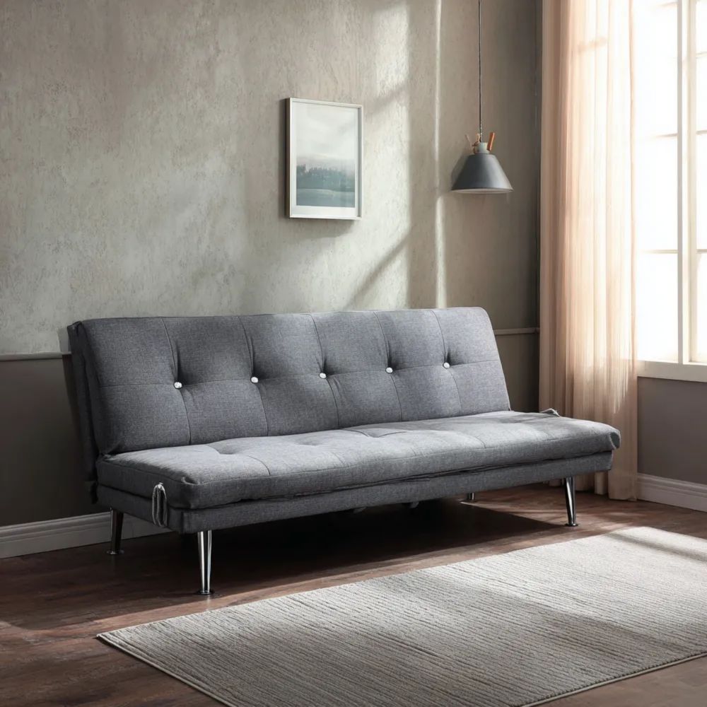 Canapé-lit 2 places en tissu Gris 180x85x75 cm – Design moderne