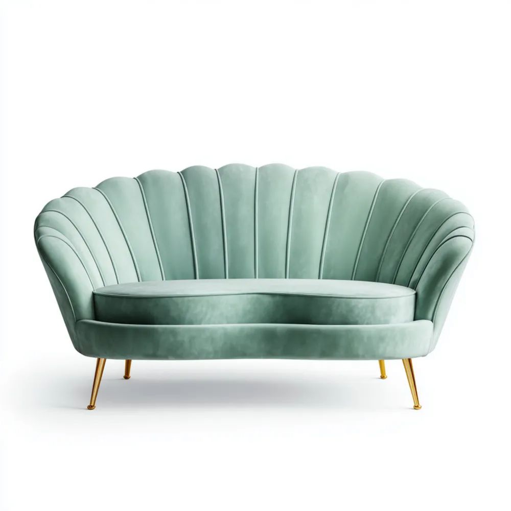 Canapé deux places en velours 150x85x75 cm - Vert Menthe - Design élégant