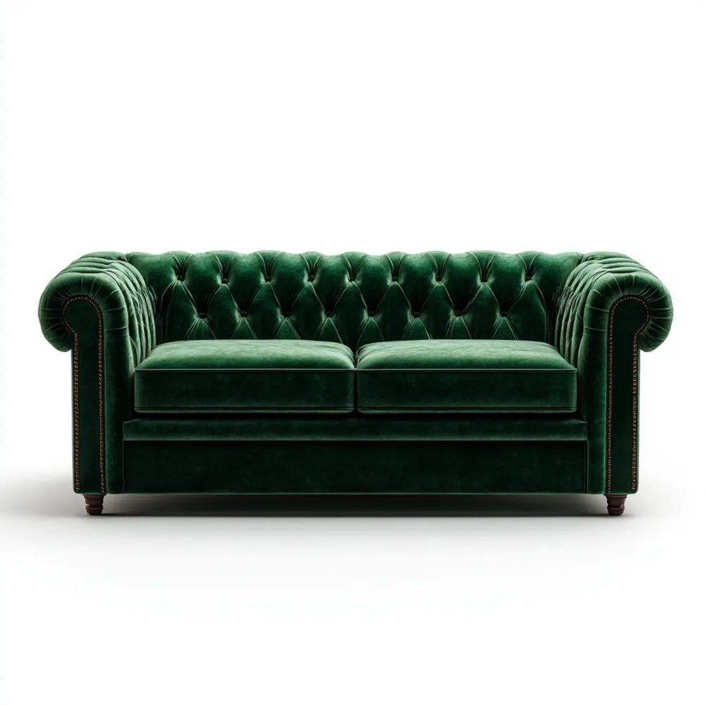 Canapé deux places en Velours 150x85x75 cm - Vert Émeraude - Design Classique