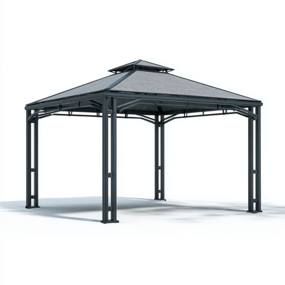 Pavillon Métal 300x300x270 cm – Anthracite – Toit Double