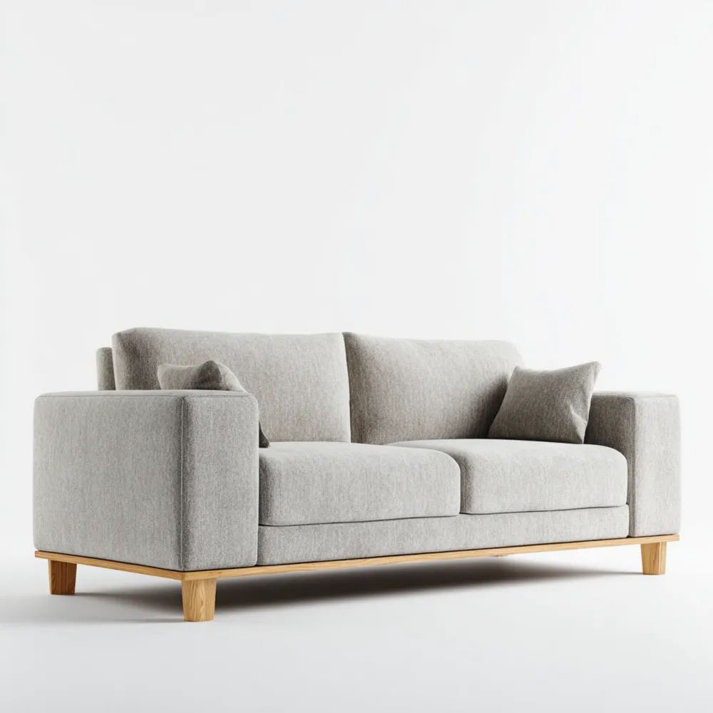 Canapé deux places Tissu 200x90x85 cm - Gris Clair - Design Contemporain