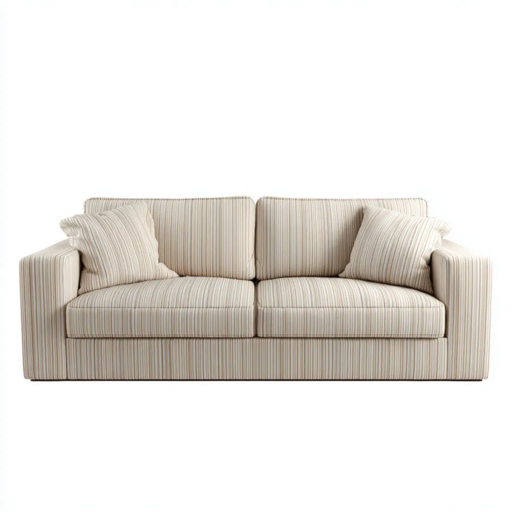 Canapé deux places tissu à rayures 180x85x75 cm - Beige - Design contemporain