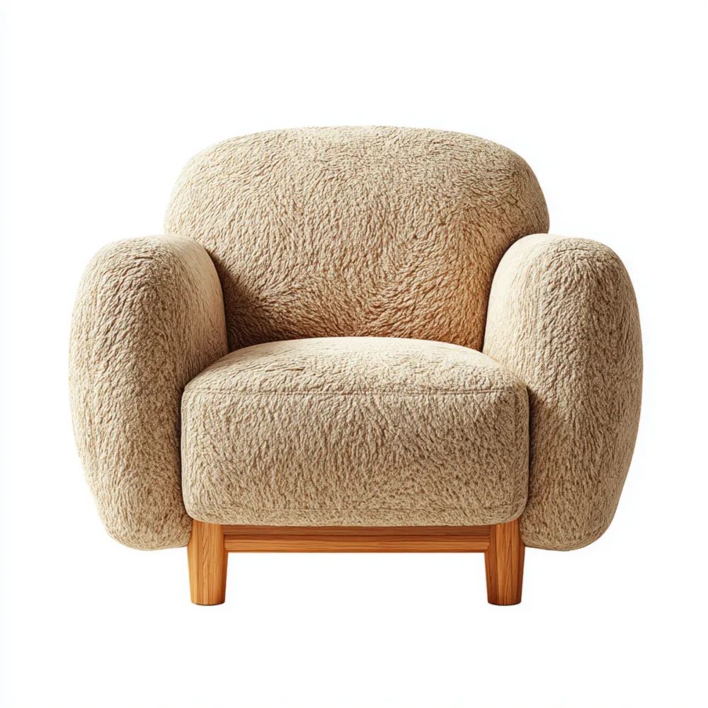 Fauteuil en tissu bouclé 80x80x75 cm – Beige – Design contemporain