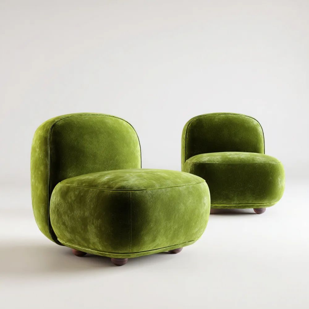 Fauteuil Velours Vert 75x80x70 cm – Design Contemporain