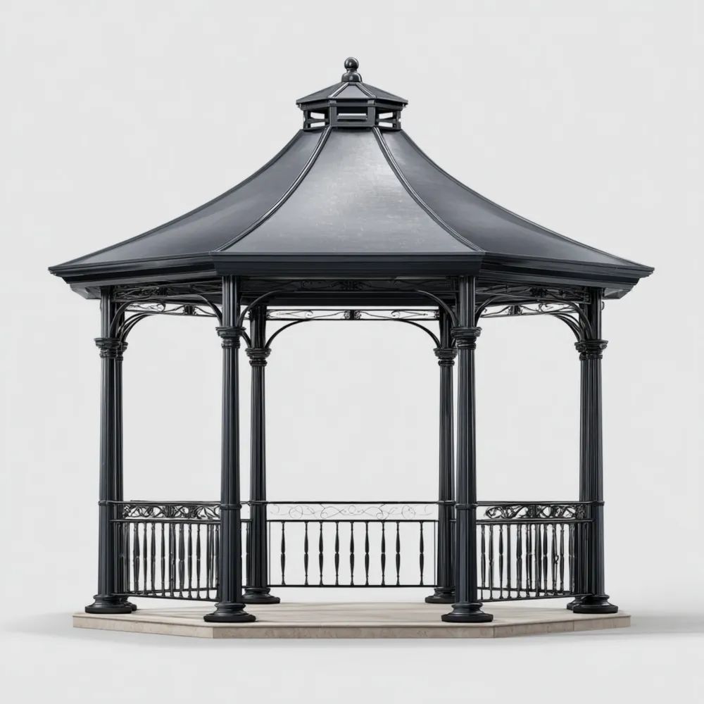 Pavillon en métal 300x300x350 cm – Noir – Design classique