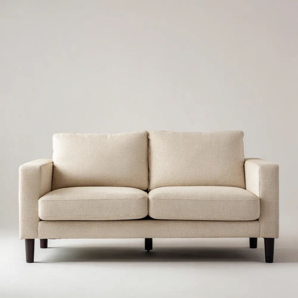 Canapé deux places en tissu 145x85x88 cm – Beige – Design contemporain