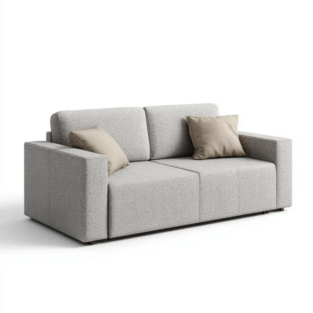 Canapé deux places tissu 150x85x90 cm – Gris clair – Design moderne