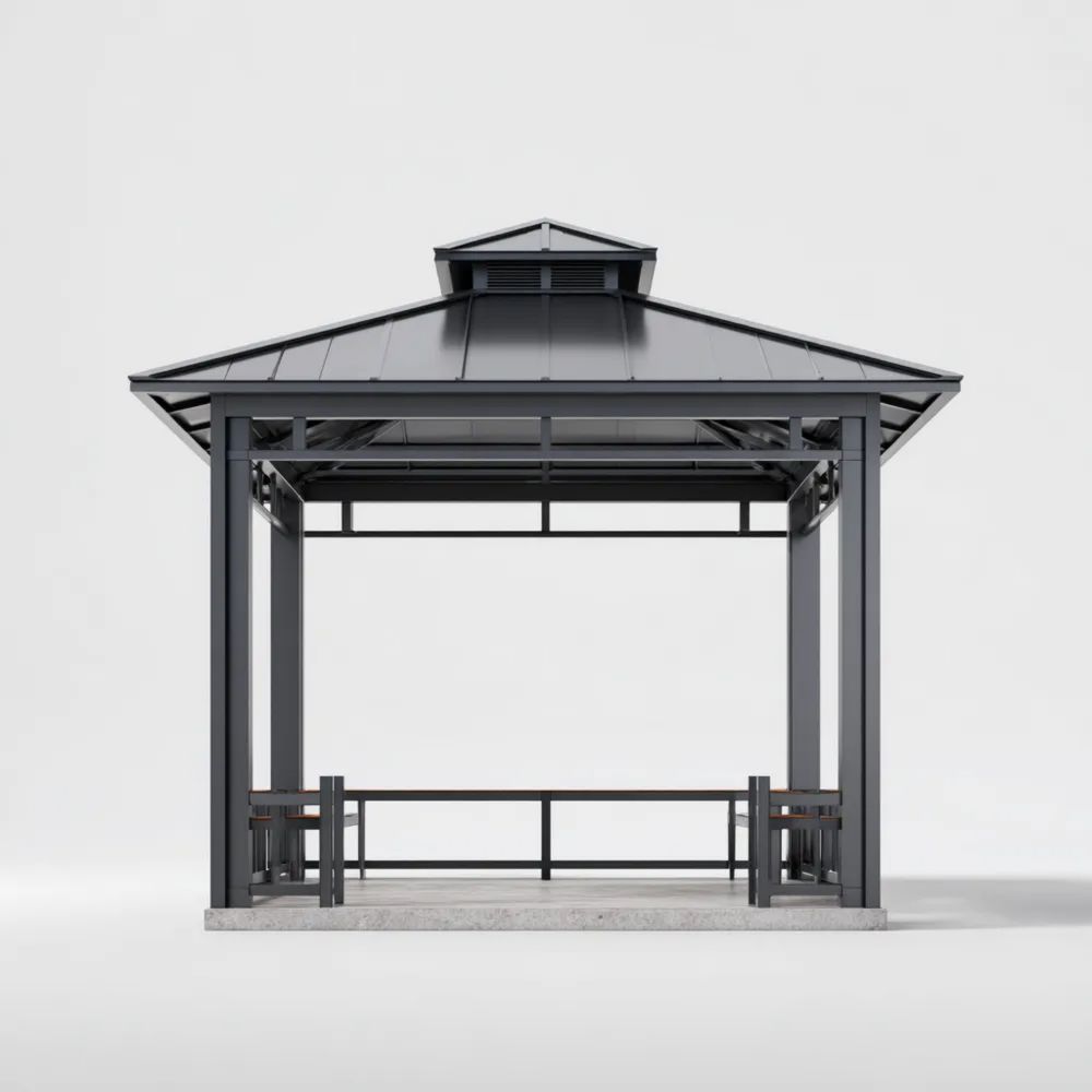 Pavillon en acier 300x300x270 cm - Noir