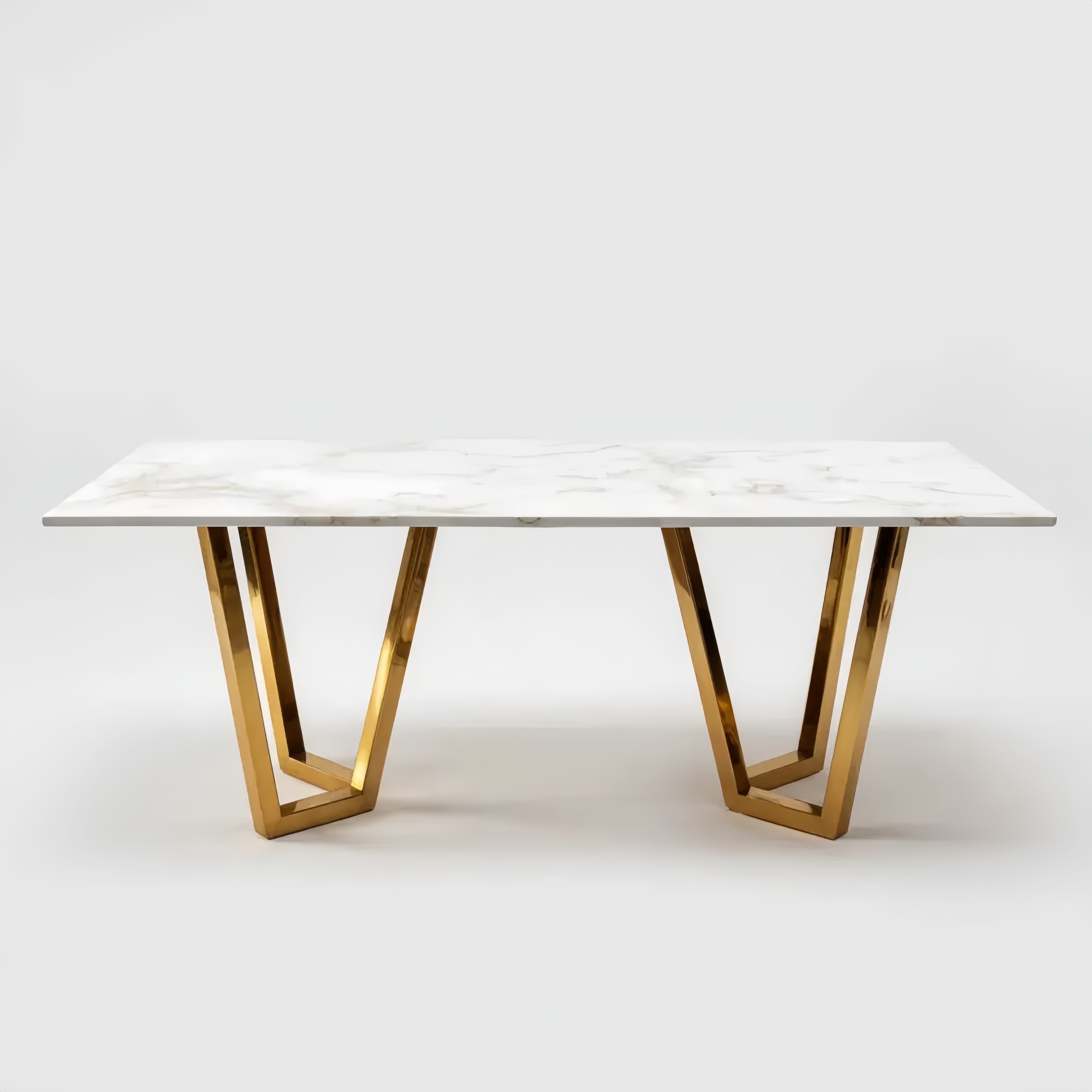 Tavolo da pranzo Marmo 160x90x75 cm – Bianco/Oro – Design Moderno