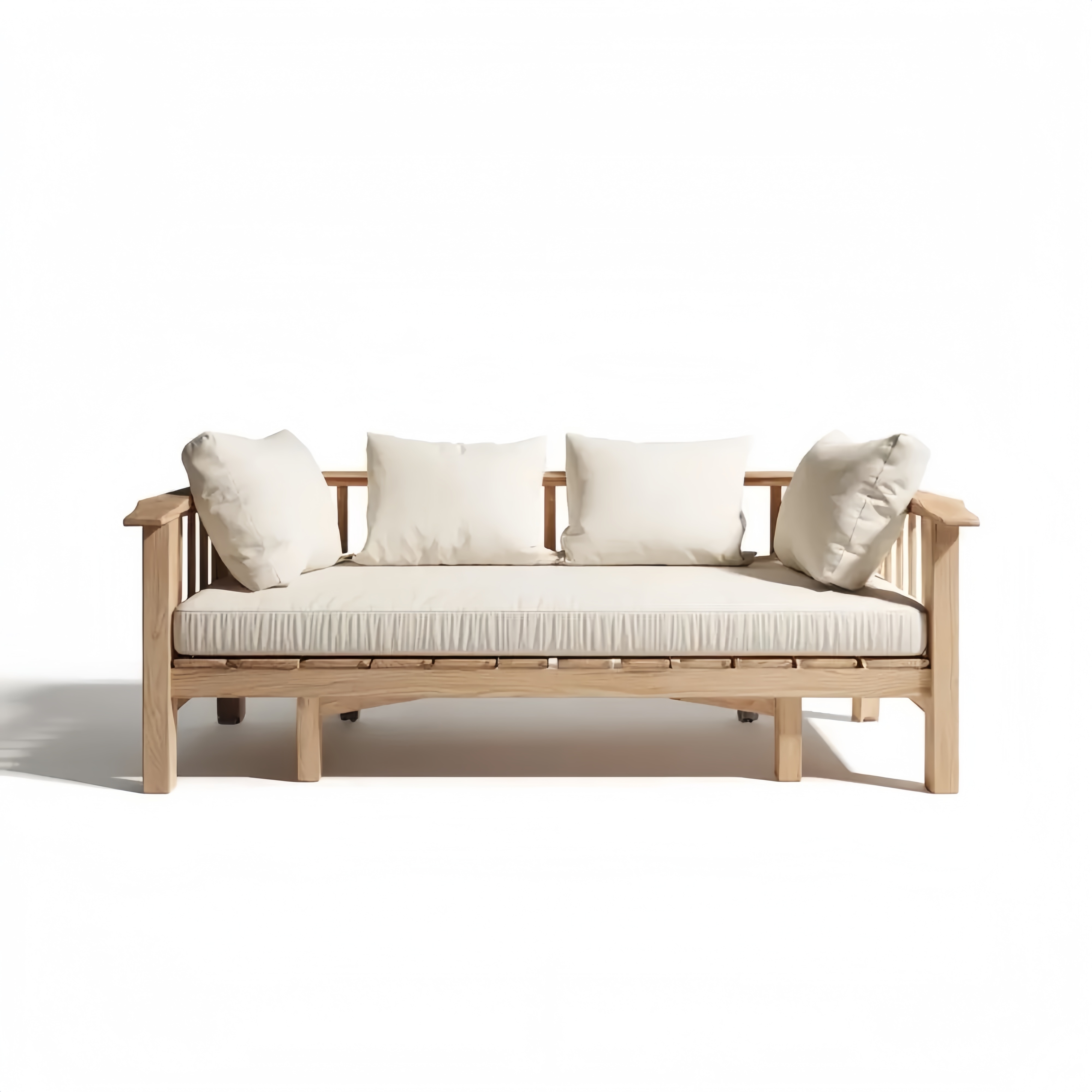 Divano a tre posti da esterno in legno massello 200x90x85 cm – Crema – Stile Moderno