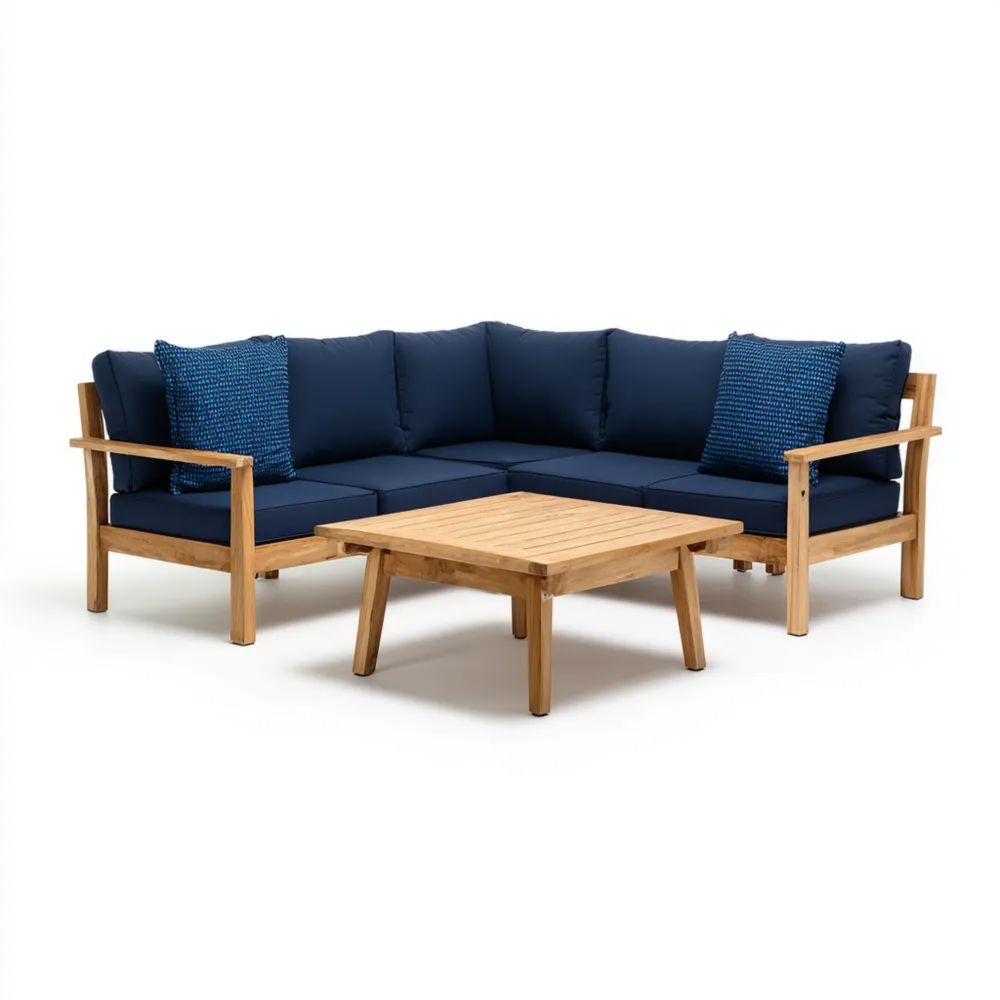 Set di divani da esterno in legno 220x220x85 cm - Blu - Design moderno