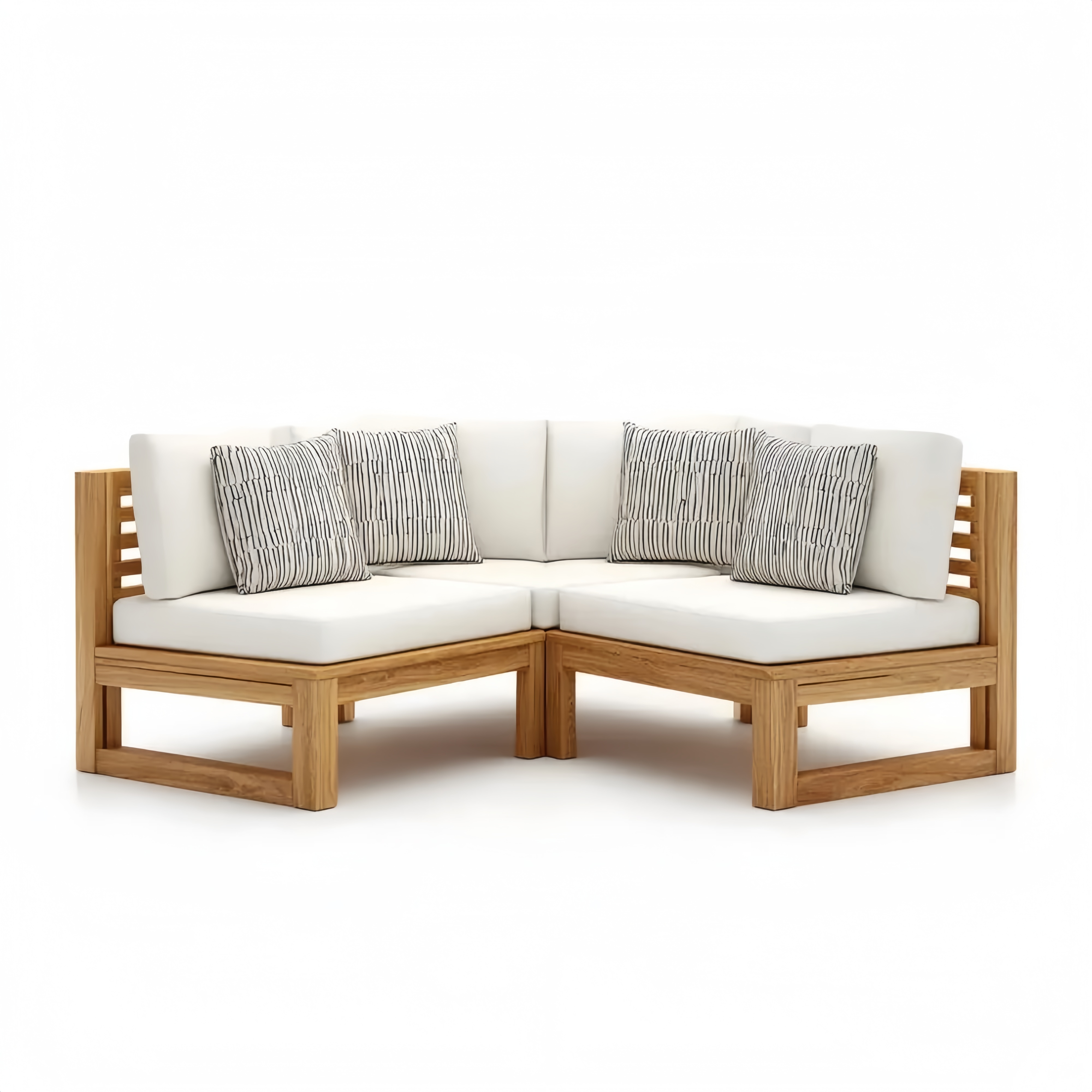 Divano angolare da esterno in legno massello 200x200x85 cm – Bianco – Design moderno