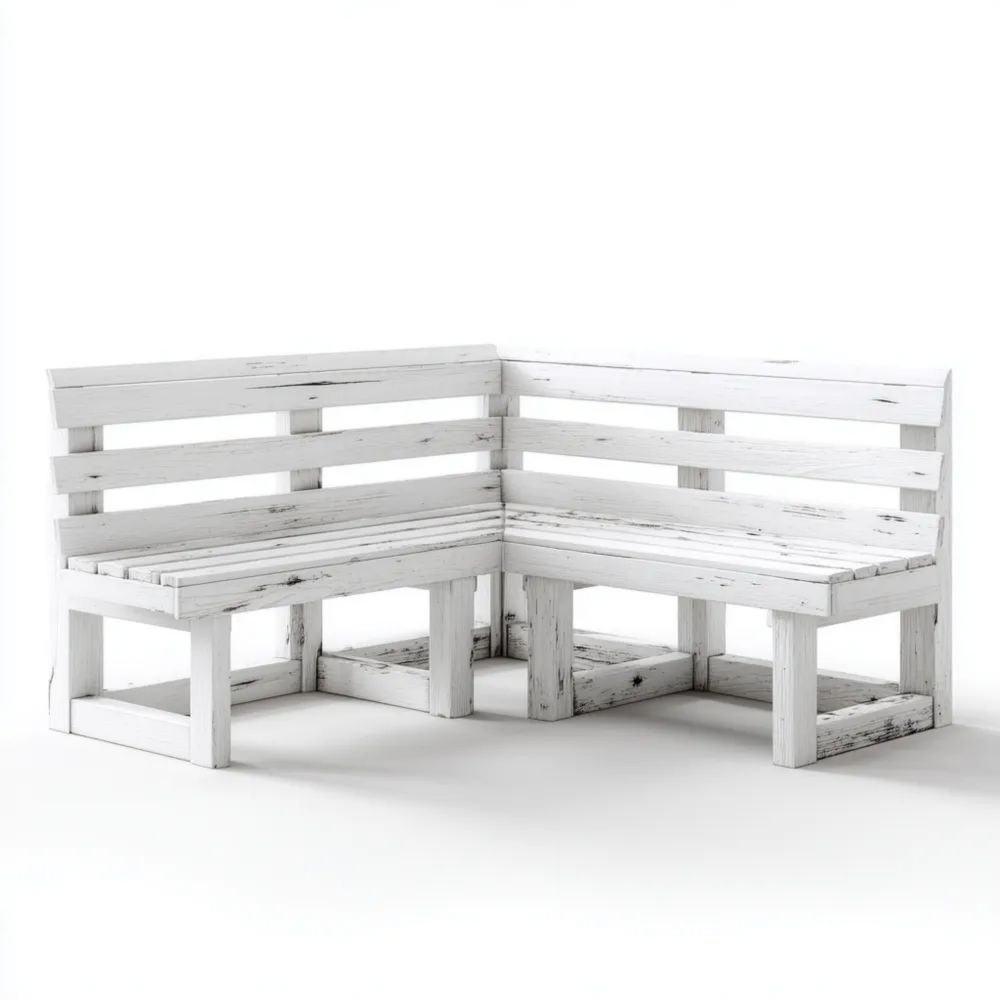 Divano angolare da esterno in legno 160x160x80 cm - Bianco