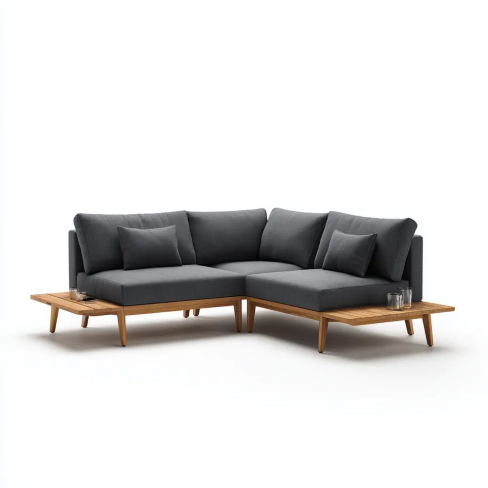 Set di Divani da Esterno in Legno con Cuscini 200x200x75 cm - Antracite