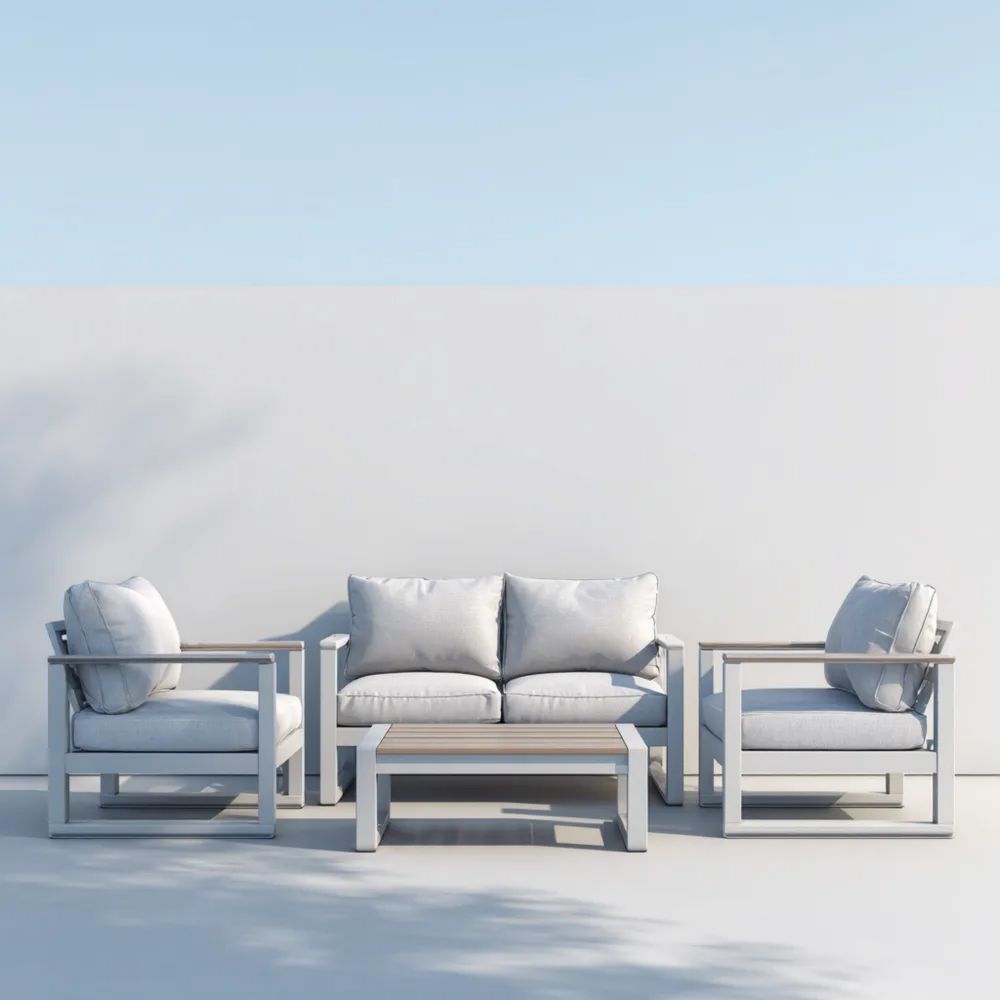 Set di divani da esterno in alluminio 185x80x71 cm – Grigio Chiaro – Design moderno