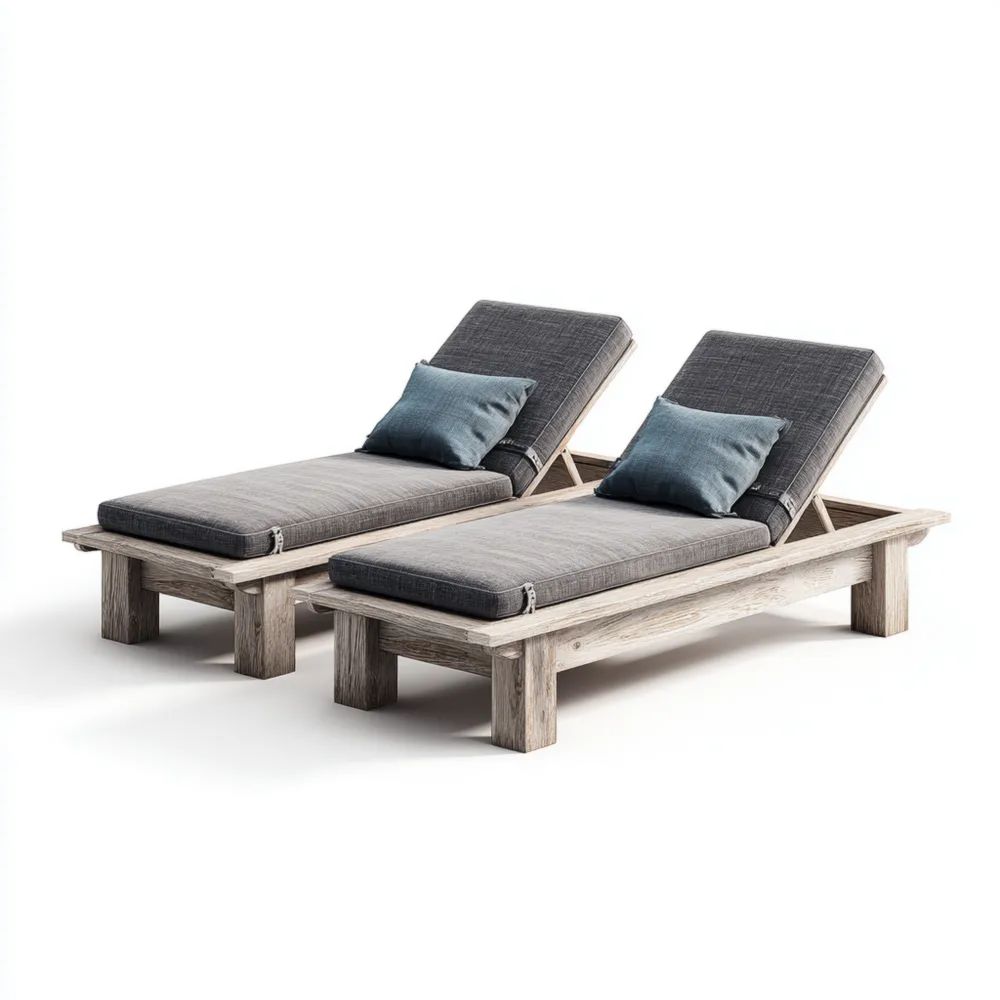 Lettino prendisole Legno Massello 200x75x35 cm - Grigio